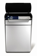Rectangular Touch-Bar Bin 2x24 ltr, Simplehuman mat RVS
