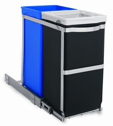 Pull-out Recycler Bin 35 ltr chroom, zwart, blauw