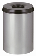 Vlamdovende papierbak 30 ltr aluminiumgrijs, zwart