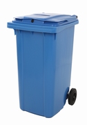 Container met papiergleuf en slot blauw