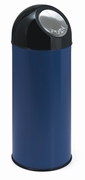 Afvalbak met pushdeksel en binnenemmer 55 ltr blauw, zwart