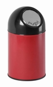 Afvalbak met pushdeksel 30 ltr rood, zwart