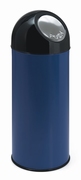 Afvalbak met pushdeksel 55 ltr blauw, zwart