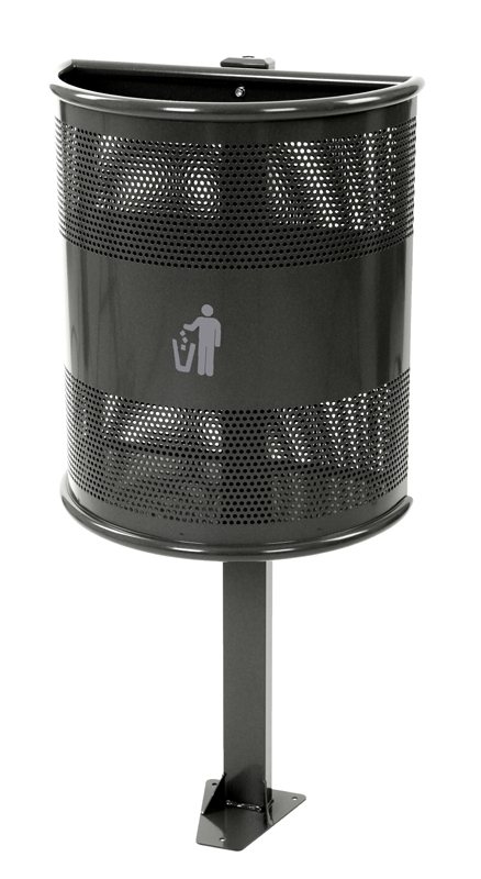 Afvalbak 35 ltr op paal grafiet