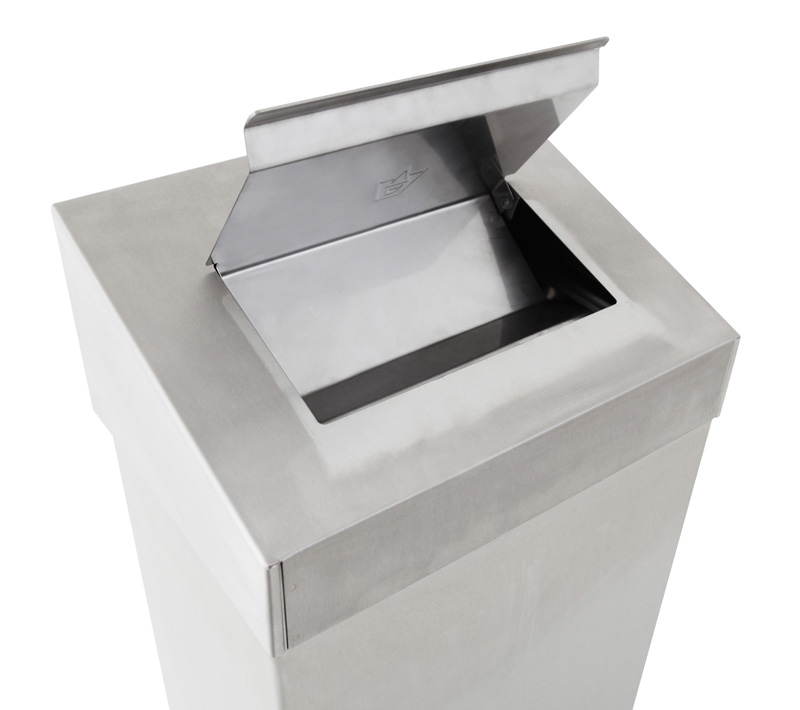 Afvalbak met hygiënische top, 18 ltr mat RVS