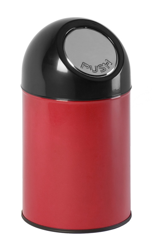 Afvalbak met pushdeksel 30 ltr rood, zwart