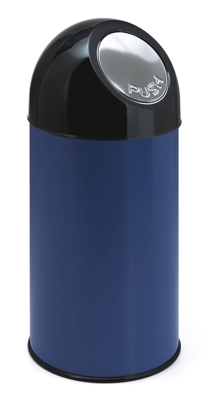 Afvalbak met pushdeksel 40 ltr blauw, zwart