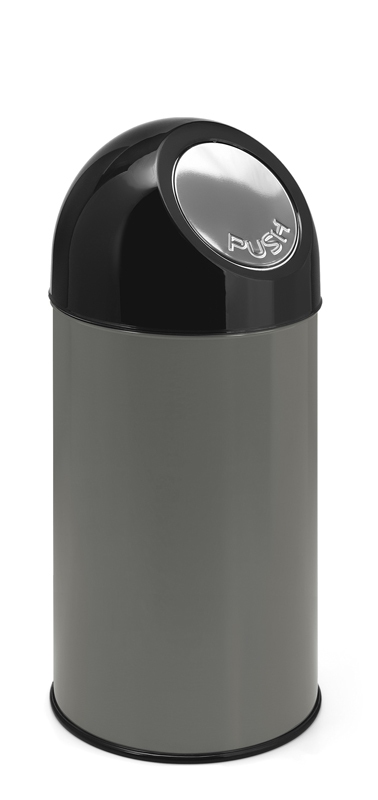 Afvalbak met pushdeksel 40 ltr metallic, zwart