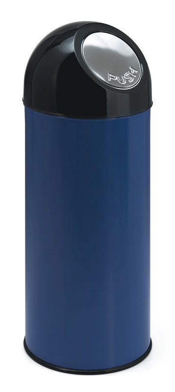 Afvalbak met pushdeksel 55 ltr blauw, zwart