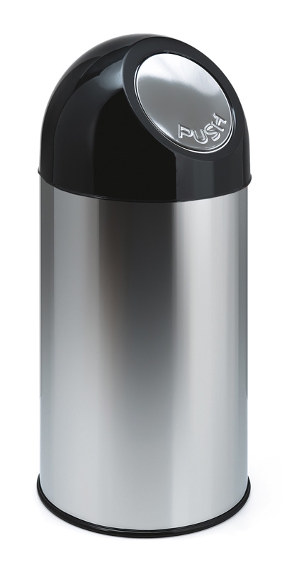 Afvalbak met pushdeksel en binnenemmer 40 ltr RVS, zwart
