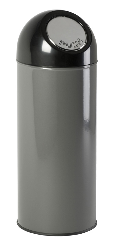 Afvalbak met pushdeksel en binnenemmer 55 ltr metallic, zwar