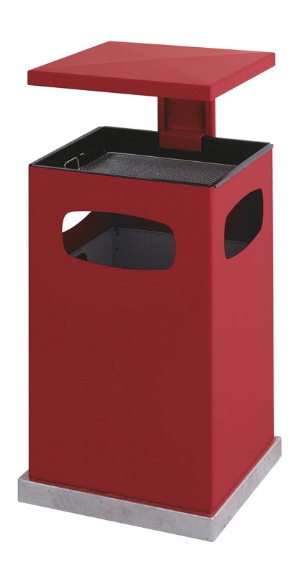 As-papierbak met afneembaar afdak 80 ltr rood