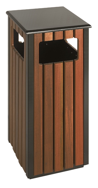 Buitenafvalbak 36 ltr houtlook, zwart