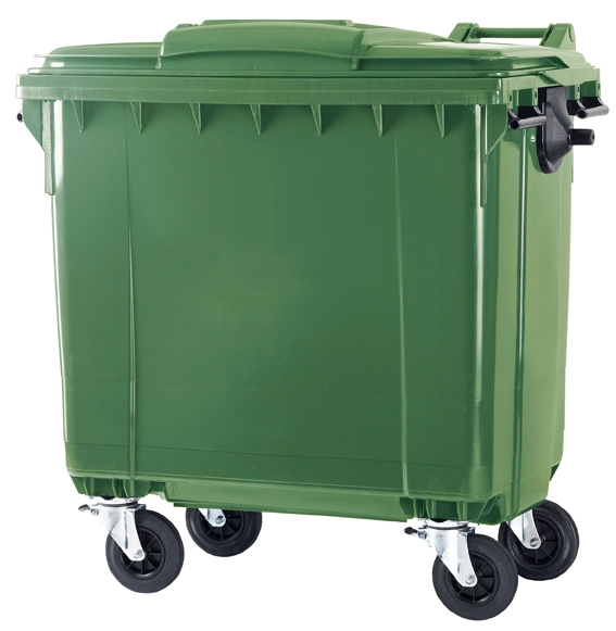 Container 770 ltr vlak deksel groen