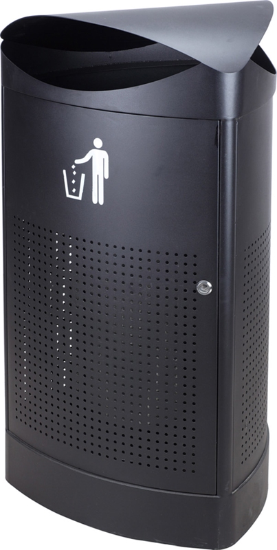 Driehoekige buitenafvalbak 60 ltr zwart