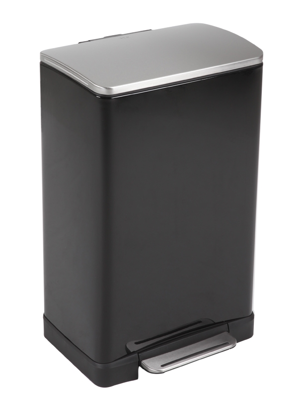 E-Cube pedaalemmer 40 ltr, EKO zwart glanzend, mat RVS