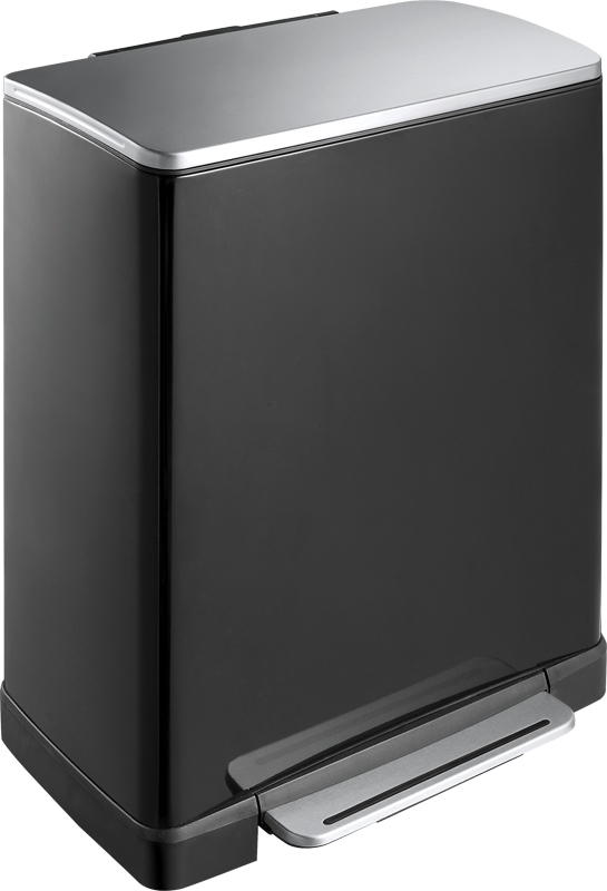 E-Cube pedaalemmer 50 ltr, EKO zwart glanzend, mat RVS