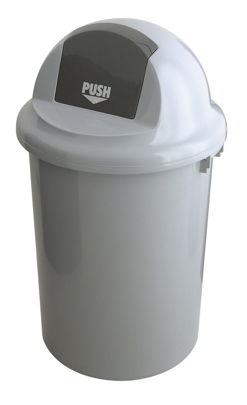 Kunststof afvalbak met klapdeksel, 90 ltr grijs