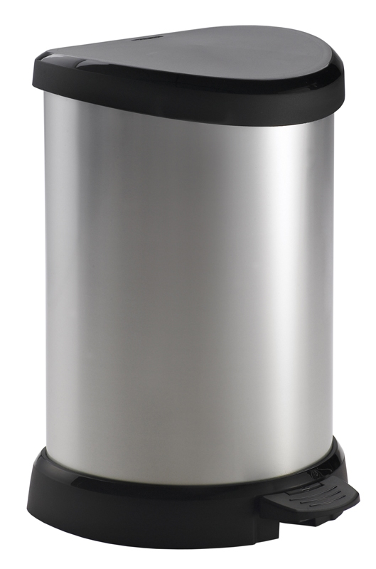 Pedaalemmer Decobin 15 ltr zilver, zwart