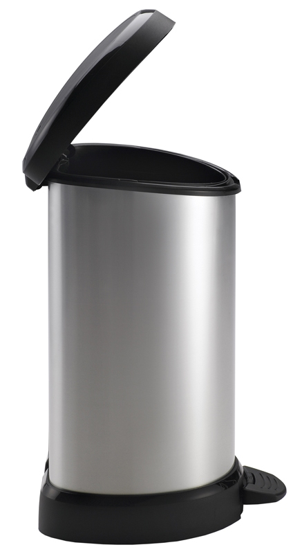 Pedaalemmer Decobin 15 ltr zilver, zwart