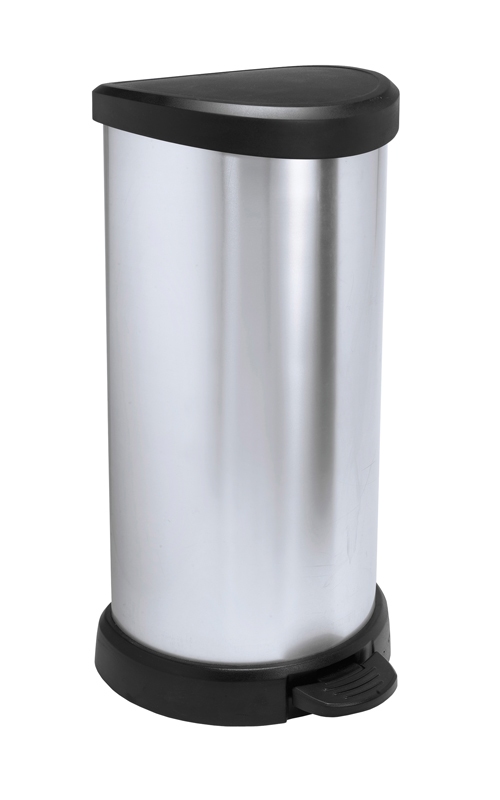 Pedaalemmer Decobin 40 ltr zilver, zwart