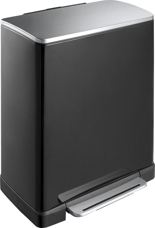 Pedaalemmer E-Cube recycling 28+18 ltr, zwart, mat RVS