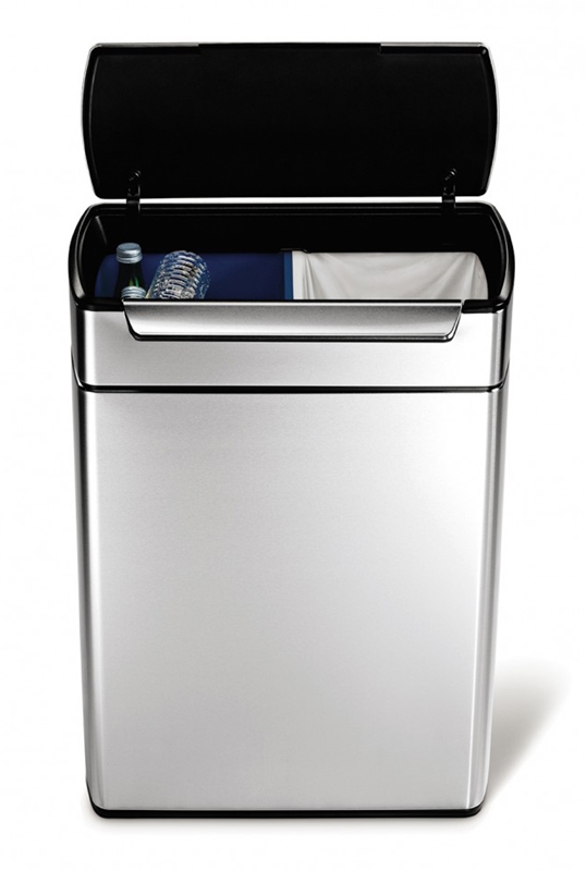 Rectangular Touch-Bar Bin 2x24 ltr, Simplehuman mat RVS