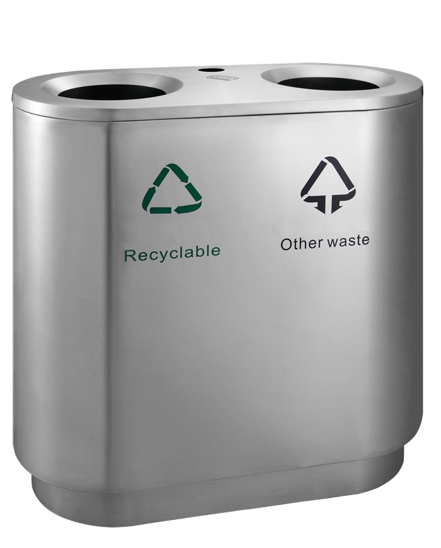 Recycling afvalbak indoor 2x41 ltr mat RVS