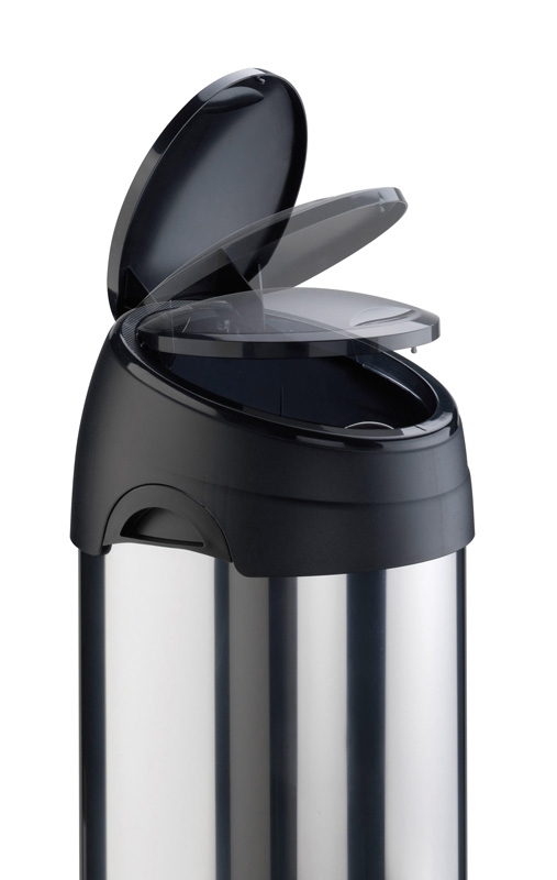 Ronde afvalbak met touchdeksel, 40 ltr - Uit assortiment RVS