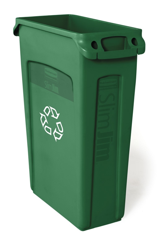 Slim Jim met luchtsleuven 87 ltr, Rubbermaid groen, recyclin