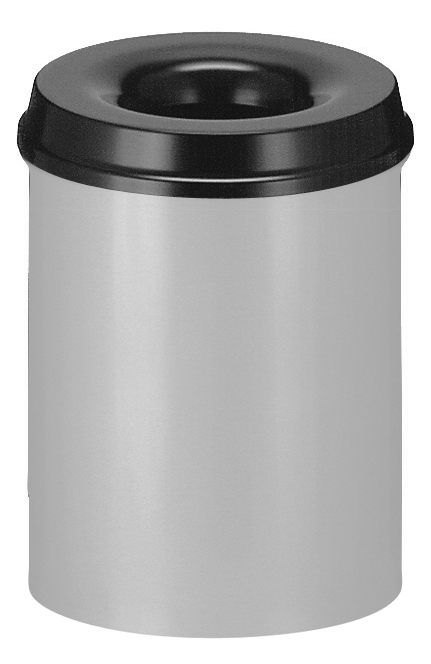 Vlamdovende papierbak 15 ltr aluminiumgrijs, zwart