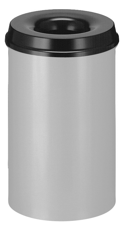 Vlamdovende papierbak 20 ltr aluminiumgrijs, zwart