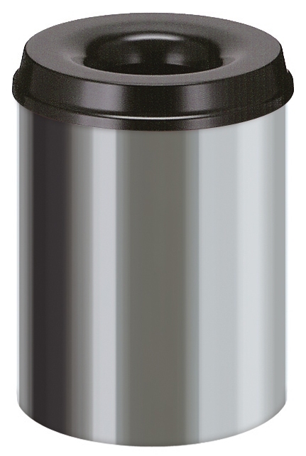 Vlamdovende papierbak RVS 15 ltr RVS, zwart
