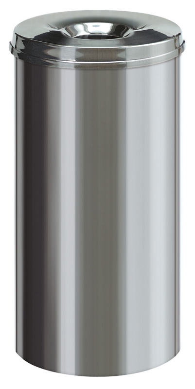 Vlamdovende papierbak RVS 50 ltr RVS